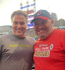 Lenny Reich with his friend Chris Wenzler taking in a Cleveland baseball game.